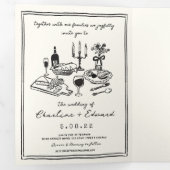 Handgetekende funky tekening handschrift bruiloft drieluik aankondiging (Binnenzijde eerst)