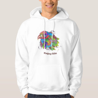 Handgetekende gekleurde vogelkunst hoodie
