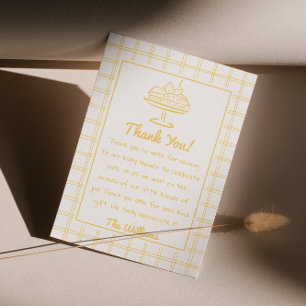 Handgetekende gele broodje in de oven Baby shower Bedankkaart