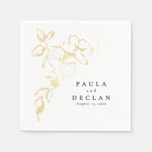Handgetekende gouden bloemen Elegante minimalistis Servet
