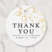 Handgetekende gouden bloemen minimalistisch bedank bedankjes labels (Voorkant)