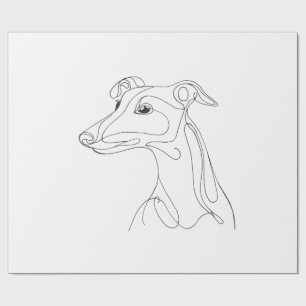 Handgetekende Greyhound-lijn Kunst - Minimalistisc Cadeaupapier