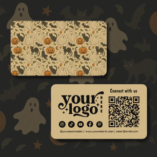 handgetekende griezelige Halloweenpatroon Visitekaartje