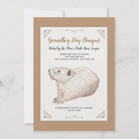 Handgetekende Groundhog Day-uitnodigingen Kaart (Voorkant)
