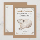 Handgetekende Groundhog Day-uitnodigingen Kaart (Voorkant / Achterkant)