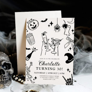 Handgetekende Halloween 30e verjaardag Kaart