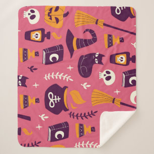 Handgetekende Halloween, griezelig naadloos patroo Sherpa Deken