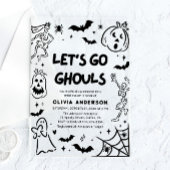 Handgetekende Halloween Skeleton Ghost Vrijgezelle Acryl Uitnodigingen