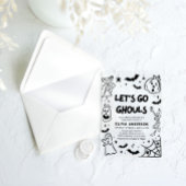 Handgetekende Halloween Skeleton Ghost Vrijgezelle Acryl Uitnodigingen