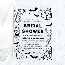 Handgetekende Halloween Skeleton Ghost Vrijgezelle Acryl Uitnodigingen