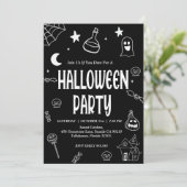 Handgetekende Halloween Vibes Party Kaart (Staand voorkant)