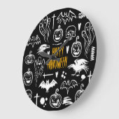 Handgetekende Halloweensymbolen, collectie. Grote Klok (Hoek)