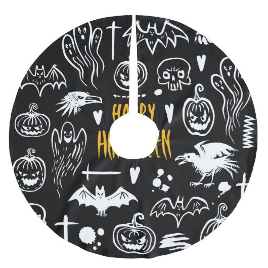 Handgetekende Halloweensymbolen, collectie. Kerstboom Rok (Voorkant)