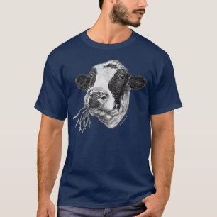 Handgetekende Happy Holstein Friesian Dairy Koe T-shirt