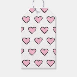 Handgetekende harten Roze en Witte Labels Cadeaulabel