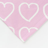  handgetekende harten, wit op roze fleece deken (Hoek)