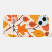 Handgetekende herfstbladeren iPhone 15 hoesje (Achterkant horizontaal)