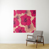 Handgetekende Hibiscusbloemen Wandkleed (In Situ (horizontaal))