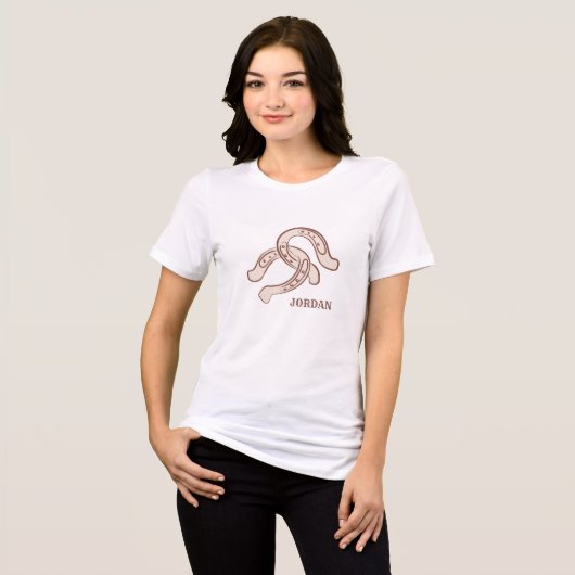 handgetekende Hoefijzers | neutraal rustiek Wester Tri-Blend Shirt (Voorkant volledig)