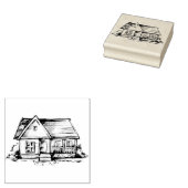 Handgetekende House Rubber Stamp Rubberstempel (Gestempeld)
