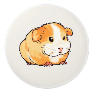 Handgetekende Illustratie van een Cute Cavia Keramische Knop