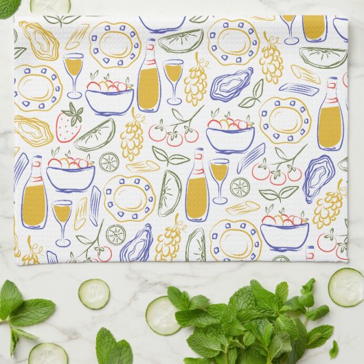 Handgetekende Italiaanse gerechten Theedoek (Gevouwen)