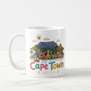 Handgetekende Kaapstad Zuid-Afrika Reis Kunst Koffiemok