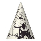 Handgetekende katten doodle naadloos patroon. feesthoedjes (Links)