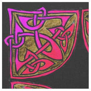 Handgetekende Keltische Magenta Tile Pattern Stof