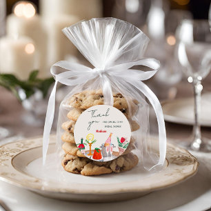 Handgetekende kerst bruidsdouche bedankje ronde sticker