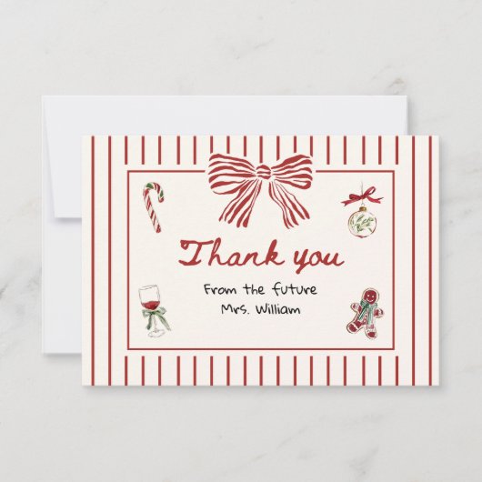 Handgetekende Kerst Bruidsdouche Bedankkaart (Voorkant)