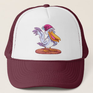Handgetekende Kerst Pelikaan Cartoon Trucker Pet