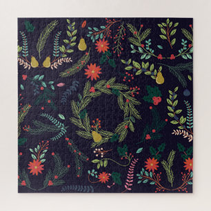 Handgetekende kerstbloemen: collectie legpuzzel