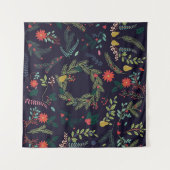 Handgetekende kerstbloemen:  collectie wandkleed (Voorkant (horizontaal))