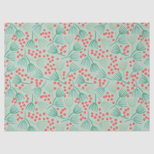 Handgetekende kerstboom Evergreen Pine Needles Tissuepapier (Voorkant)