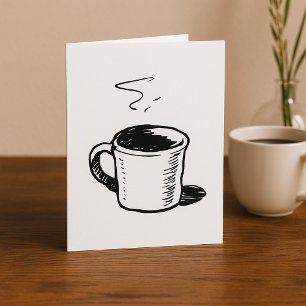 Handgetekende koffiemok schets minimalistisch kaart