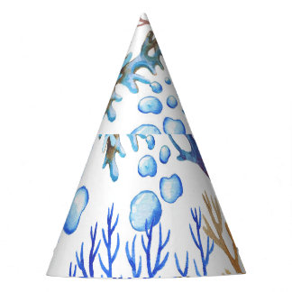 Handgetekende koralen: onderwater zee. feesthoedjes