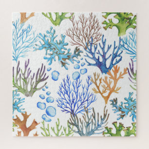 Handgetekende koralen: onderwater zee. legpuzzel