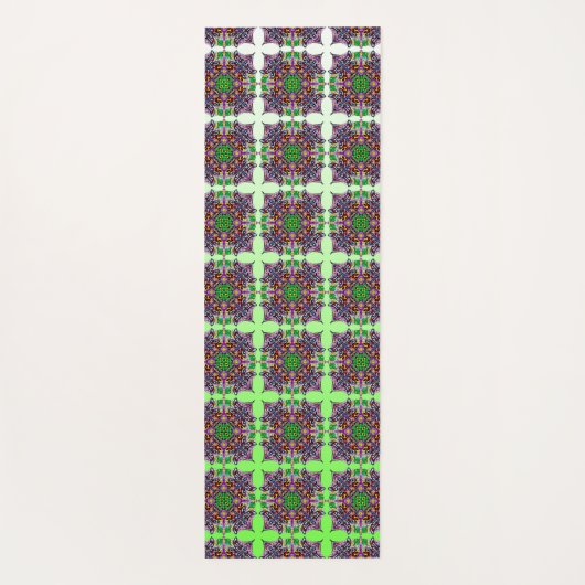 Handgetekende Kunst Dragonfly Mandala Paars Lime G Yogamat (Achterkant)