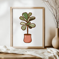 Handgetekende Kunst van Fiddle Leaf Fig Plant