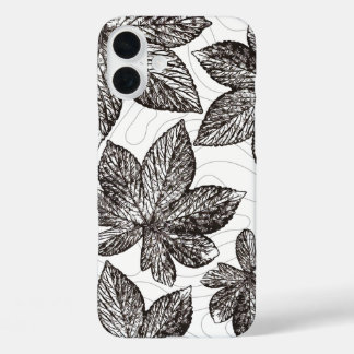 Handgetekende Leaf Line Art iPhone-hoes iPhone 16 Plus Hoesje