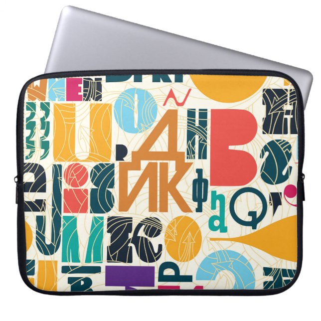 Handgetekende letters:  naadloos ontwerp. laptop sleeve (Voorkant)