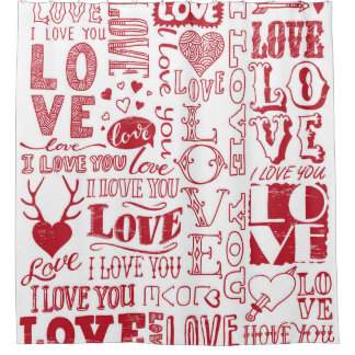handgetekende liefdesdoodles douchegordijn