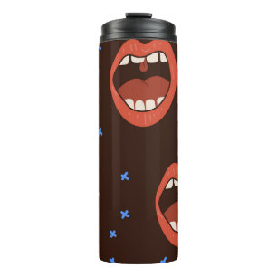 Handgetekende lippen: Schattige mondpatroon. Thermosbeker