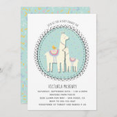 Handgetekende Llama Baby shower Uitnodiging (Voorkant / Achterkant)