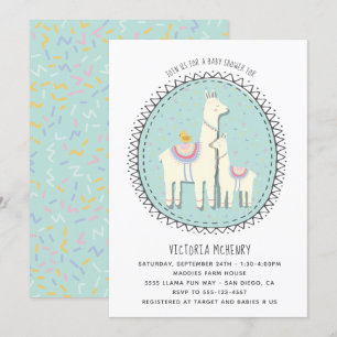 Handgetekende Llama Baby shower Uitnodiging