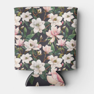Handgetekende magnolia's: waterverf naadloos. blikjeskoeler