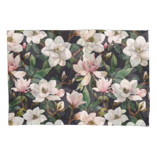 Handgetekende magnolia's: waterverf naadloos. kussensloop