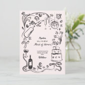 Handgetekende Maid of Honor Proposal Kaart (Staand voorkant)