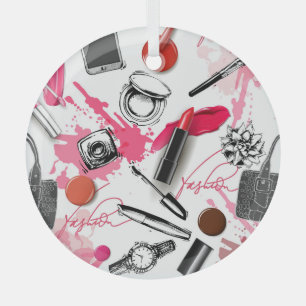 Handgetekende make-up, grafisch patroon. glas ornament